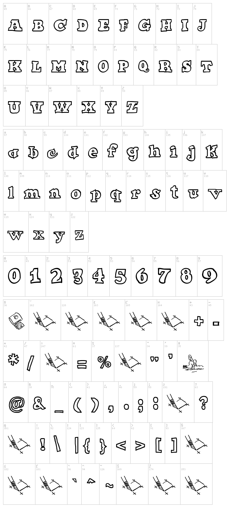 Ode 2 Paste Up font map